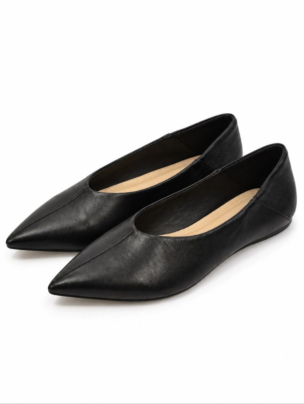 Saks Fifth Avenue Leather Pointed Toe Flats Black High Vamp Women's Size 9